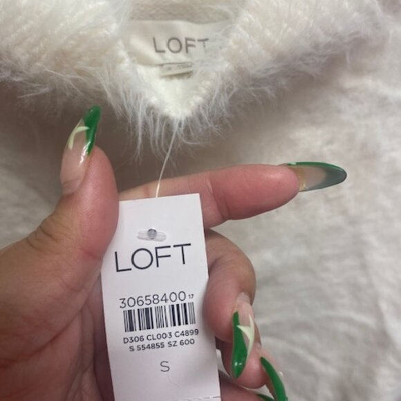 LOFT: White Fuzzy Knit Sweater - Picture 2 of 3